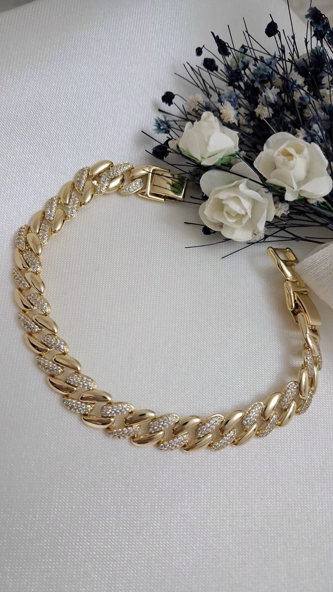 XUPING Bileklik - Küba Zincir Üzeri Mikro Taşlı